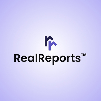 RealReports Logo on light purple background