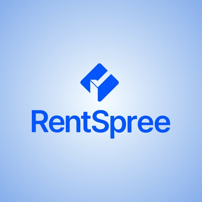 RentSpree logo on light blue background