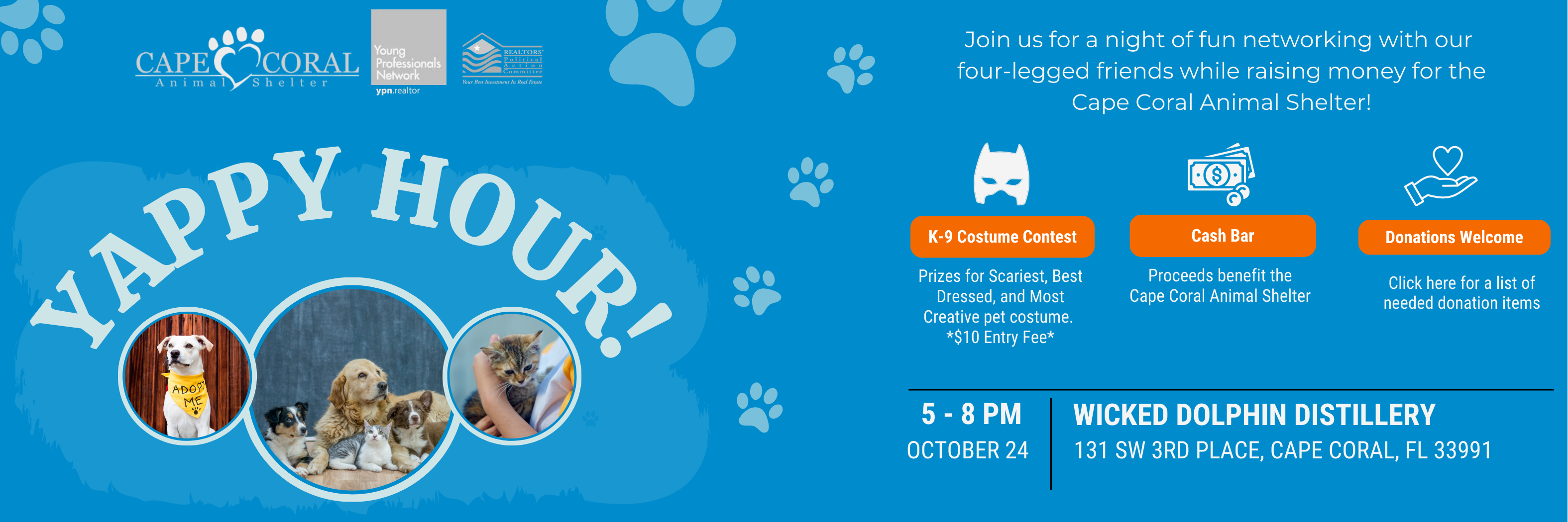 Yappy Hour for Cape Coral Animal Shelter October 24