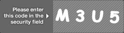 captcha code for visual authentication  letter M number 3 letter U number 5