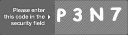 captcha code for visual authentication  letter P number 3 letter N number 7