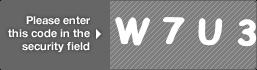captcha code for visual authentication  letter W number 7 letter U number 3
