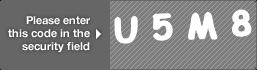 captcha code for visual authentication  letter U number 5 letter M number 8