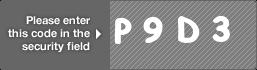 captcha code for visual authentication  letter P number 9 letter D number 3